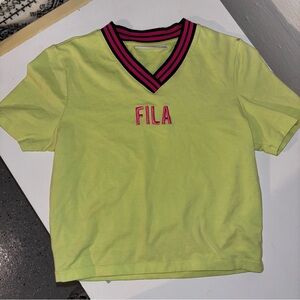 FILA bright green stretchy crop t-shirt